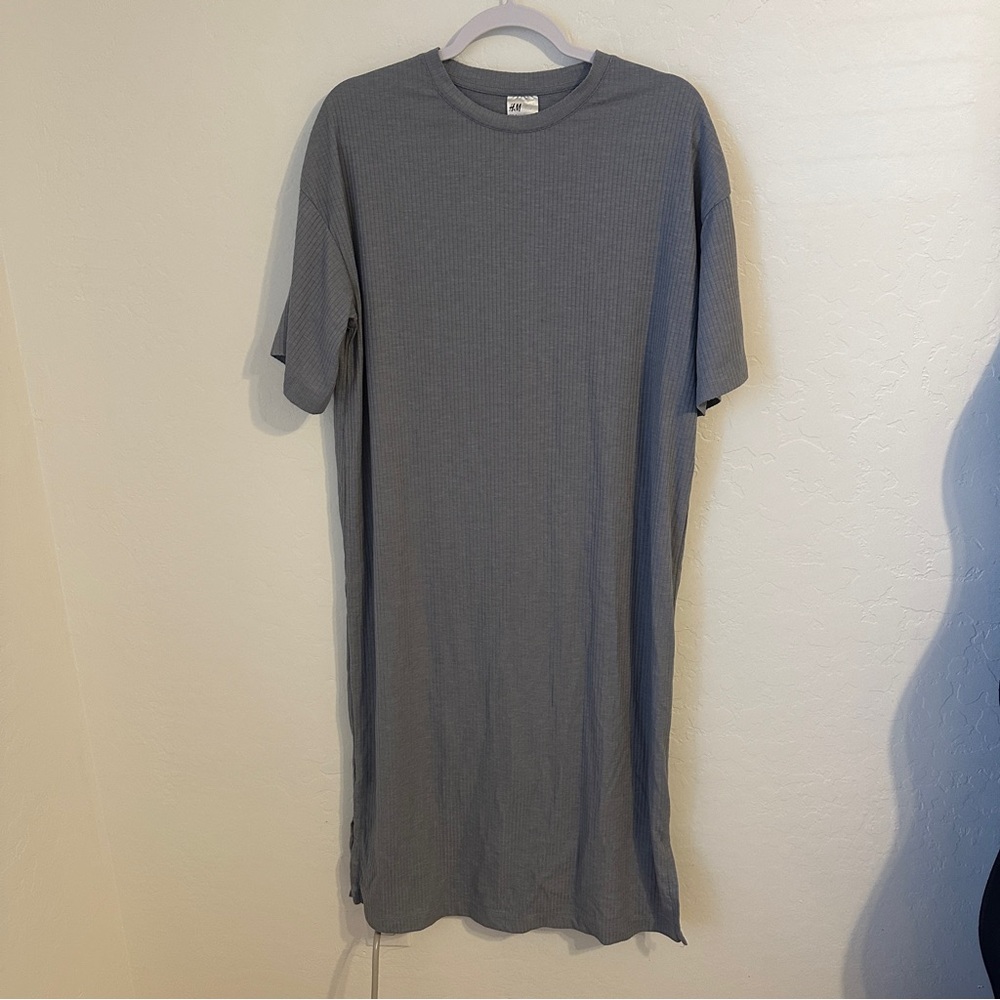 H&M Short Sleeve Ribbed Grey‎ Maxi Dress Size Small